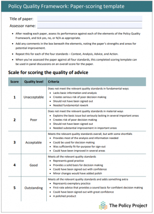Policy Quality Framework: Paper-scoring template