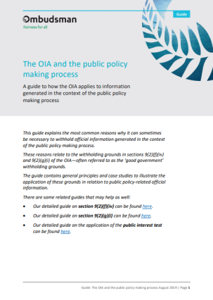 The OIA and the public policy making process
