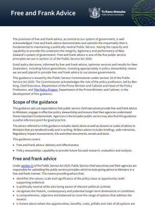 Public Service Commission's Free and Frank Advice