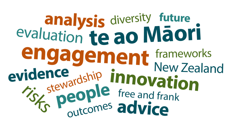 Word cloud listing words associated with the Policy Project