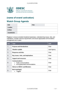 Sample template for a Watch Group meeting Agenda.